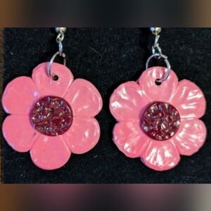 Polymer Clay Pink Floral Earrings